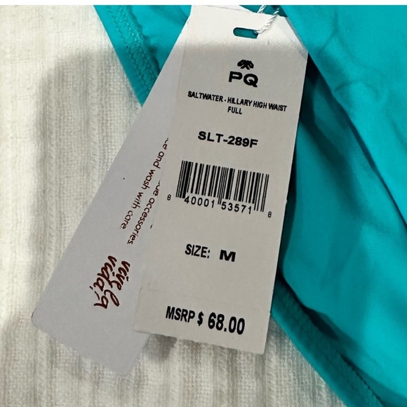 🆕 PilyQ Saltwater 🩵 aqua turquoise blue bandeau highwaist bikini set - Picture 8 of 11